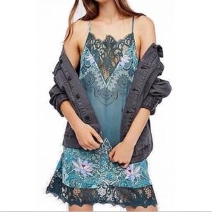 Free People Who’s Sorry Now Lace Trim Slip Dress
